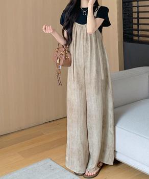 オールインワン サロペット ワンピース夏 ベージュ 送料無料 即日発送-5