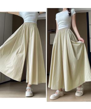 ワイドパンツ 冷感キュロットパンツ春夏秋 送料無料 即日発送-3