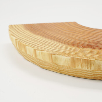 杉 年輪扇皿 塗装付 クリアー ブラウン 日本製 送料無料-2