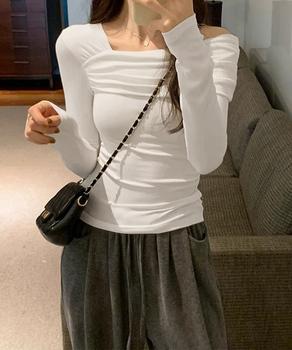 ワンオフショルダーTシャツ肩出しトップス 送料無料 即日発送-4