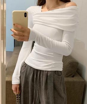 ワンオフショルダーTシャツ肩出しトップス 送料無料 即日発送-5