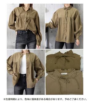 フリル衿ブラウス 長袖タックシャツ 送料無料 即日発送-8