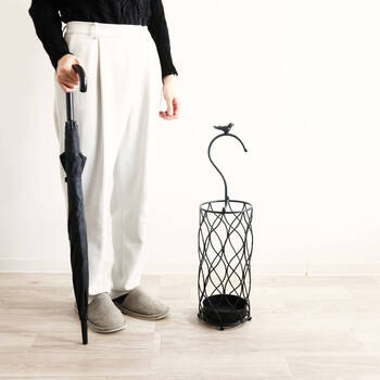 アイアン傘立て アンブレラスタンド コンパクト 鳥 ブラック 送料無料-7