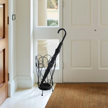 アイアン傘立て アンブレラスタンド アラベスク調デザイン ブラック 送料無料-7