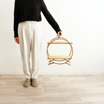 アイアン＆ウッド2段シェルフ ディスプレイシェルフ 飾り棚 和モダン 送料無料-5