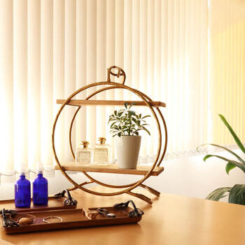 アイアン＆ウッド2段シェルフ ディスプレイシェルフ 飾り棚 和モダン 送料無料-6