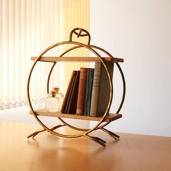 アイアン＆ウッド2段シェルフ ディスプレイシェルフ 飾り棚 和モダン 送料無料-7