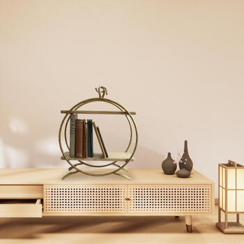 アイアン＆ウッド2段シェルフ ディスプレイシェルフ 飾り棚 和モダン 送料無料-8