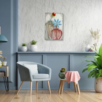 モダンポップ ウォールアートパネル 壁掛け 壁飾り カラフルなお花や花瓶 送料無料-7
