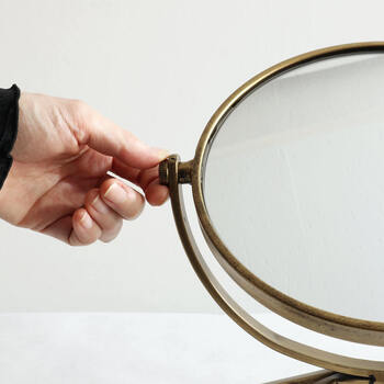 アンティーク調 卓上ミラー ゴールド 送料無料-4