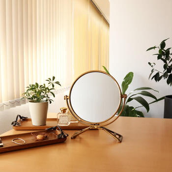 アンティーク調 卓上ミラー ゴールド 送料無料-7