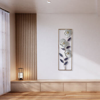 ウォールアートパネル 壁掛け 壁飾り フラワー　白い椿をモチーフ 送料無料-9