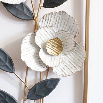 ウォールアートパネル 壁掛け 壁飾り フラワー　白い椿をモチーフ 送料無料-1