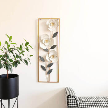 ウォールアートパネル 壁掛け 壁飾り フラワー　白い椿をモチーフ 送料無料-6