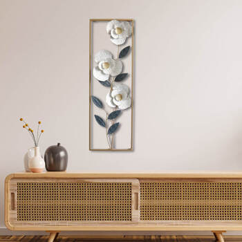 ウォールアートパネル 壁掛け 壁飾り フラワー　白い椿をモチーフ 送料無料-8