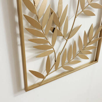 ウォールアートパネル リーフ ゴールド 壁掛け 壁飾り 送料無料-1