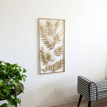 ウォールアートパネル リーフ ゴールド 壁掛け 壁飾り 送料無料-7