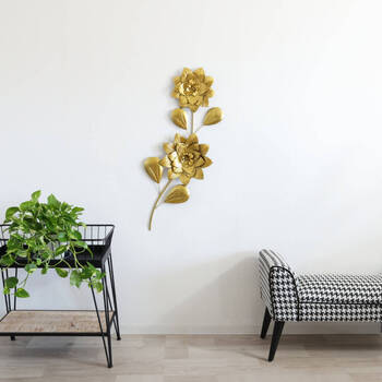 ウォールデコレーション 壁掛け 壁飾り ゴールド フラワー 送料無料-6