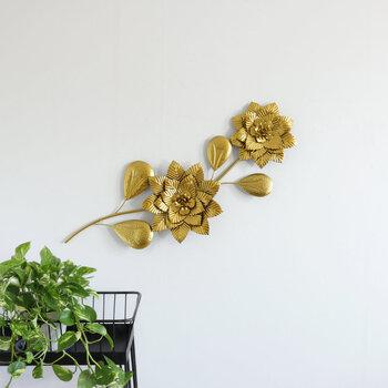 ウォールデコレーション 壁掛け 壁飾り ゴールド フラワー 送料無料-7