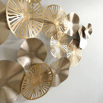 ウォールアート 壁飾り ゴールド　蓮 送料無料-1