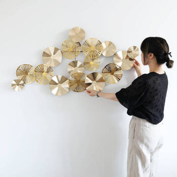 ウォールアート 壁飾り ゴールド　蓮 送料無料-6