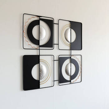 ウォールアート 壁掛け 壁飾り ブラック シルバー 送料無料-1