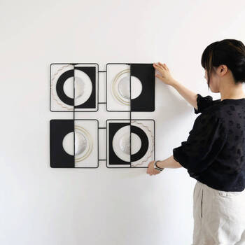 ウォールアート 壁掛け 壁飾り ブラック シルバー 送料無料-6