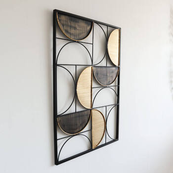 ウォールアートパネル 壁掛け 壁飾り ブラックとゴールド 送料無料-1