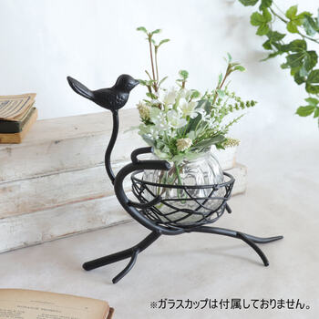 フラワーベース 小物入れ 鳥 ブラック 送料無料-7