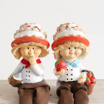ディスプレイとしてかわいい 置物 お座り妖精 ショートケーキ 2SET 送料無料-2