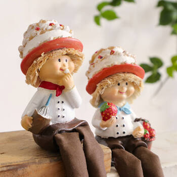 ディスプレイとしてかわいい 置物 お座り妖精 ショートケーキ 2SET 送料無料-8