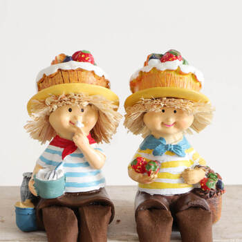 ディスプレイとしてかわいい 置物 お座り妖精 タルトケーキ 2SET　とてもかわいいお座り妖精の置物 送料無料-2