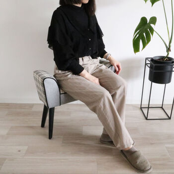 モダンテイスト スツール ベンチ S 椅子 グレー&チェック 送料無料-9