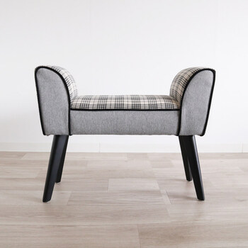 モダンテイスト スツール ベンチ S 椅子 グレー&チェック 送料無料-1