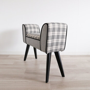 モダンテイスト スツール ベンチ S 椅子 グレー&チェック 送料無料-2