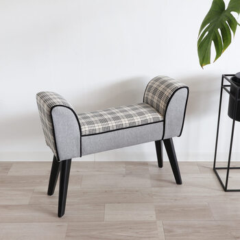 モダンテイスト スツール ベンチ S 椅子 グレー&チェック 送料無料-7