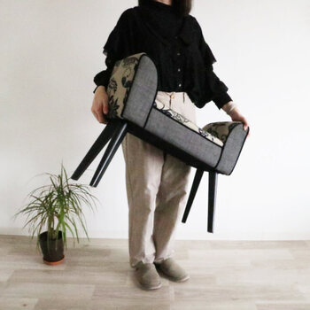 モダンテイスト スツール ベンチ S 椅子 グレー＆エスニック 送料無料-8