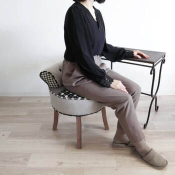 パッチワークデザインチェアー ライトグレー 送料無料-7