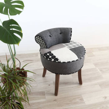 パッチワークデザインチェアー ダークグレー 送料無料-9