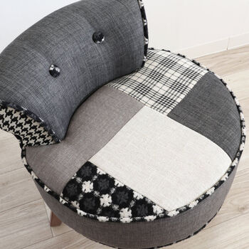 パッチワークデザインチェアー ダークグレー 送料無料-2