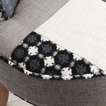 パッチワークデザインチェアー ダークグレー 送料無料-4