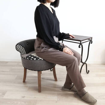 パッチワークデザインチェアー ダークグレー 送料無料-8