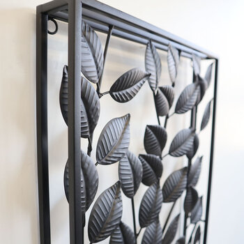 ウォールアートパネル 壁掛け 壁飾り ブラックリーフ 送料無料-4