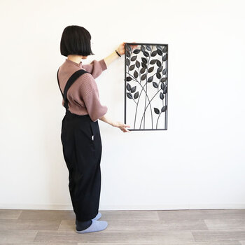 ウォールアートパネル 壁掛け 壁飾り ブラックリーフ 送料無料-6