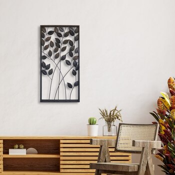 ウォールアートパネル 壁掛け 壁飾り ブラックリーフ 送料無料-8