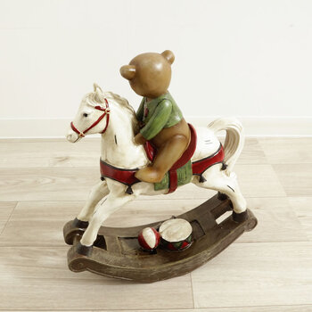 ディスプレイとしてかわいい 置物 ロッキングホース＆クマ 送料無料-2