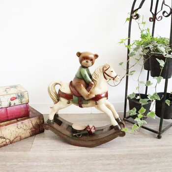 ディスプレイとしてかわいい 置物 ロッキングホース＆クマ 送料無料-7