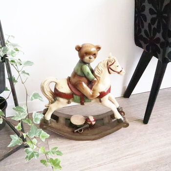 ディスプレイとしてかわいい 置物 ロッキングホース＆クマ 送料無料-8