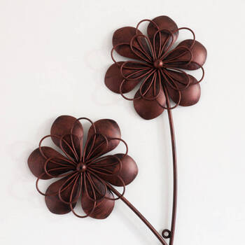 ウォールアート 壁掛け 壁飾り ブラウン　お花モチーフがかわいい 送料無料-1