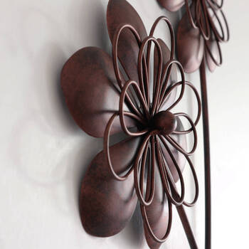ウォールアート 壁掛け 壁飾り ブラウン　お花モチーフがかわいい 送料無料-3